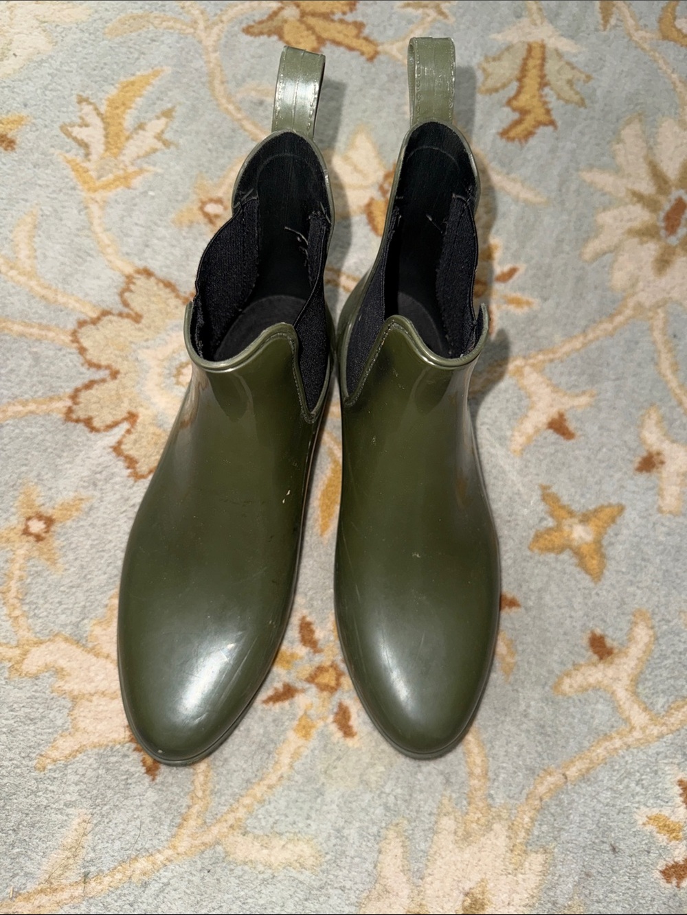 JCrew Olive Green Waterproof Chelsea Rain Boots